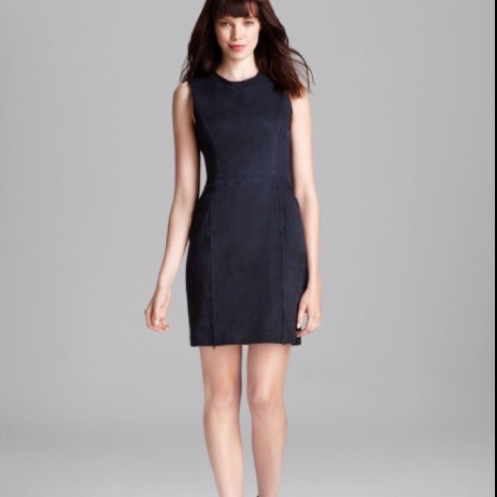 Theory suede leather dress navy blue